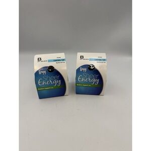 Lot 2 L'eggs Sheer Energy Pantyhose Size B Jet Black Control Top 65206